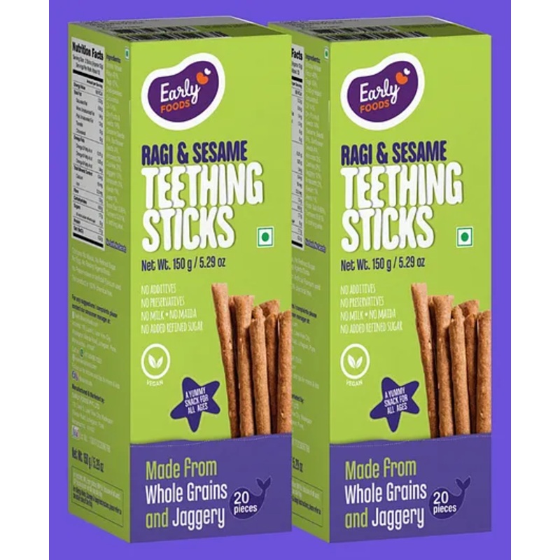 Early Foods Ragi & Sesame Teething Sticks Pack of 2 150g each