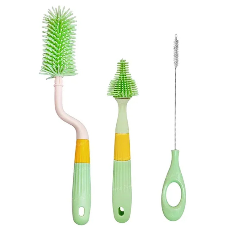 FunBlast Silicone Baby Bottle Cleaning Brush Set 3 Pieces – Green