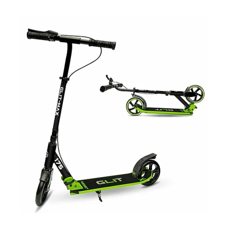 Jaspo Fervid Vx-300 Aluminum Kick Scooter 175Mm Pu Wheels, Weight Limit 120 Kg,Front Rear Brakes,Grip Surface,for Tar Roads,3 Size Adjustments for Kids Youth & Adults (Glitmax, Green)