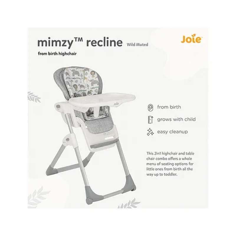 Joie High Chair Mimzy Recline Wild Muted Birth+ to 15 Kgs – Beige