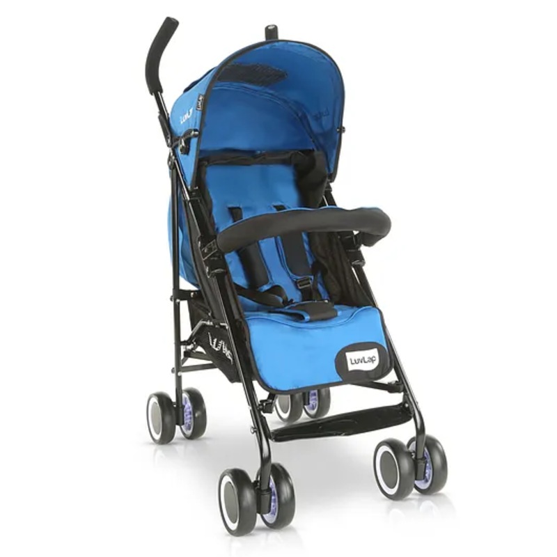 LuvLap City Baby Stroller, Lightweight & Compact Travel-Friendly Pram for 636 Months with 5-Point Harness, Adjustable Recline, Canopy, 15kg Capacity  Blue