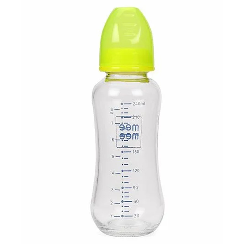 Mee Mee Premium Glass Feeding Bottle Green – 240 ml