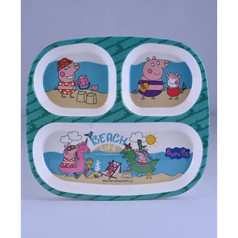 Servewell Rectangular 3 Partition Plate Peppa Pig – Multicolour (Color and design may vary)
