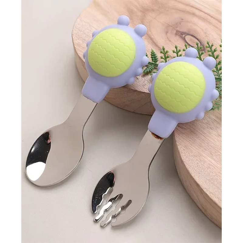 Spoon & Fork Set Floral Design – Blue