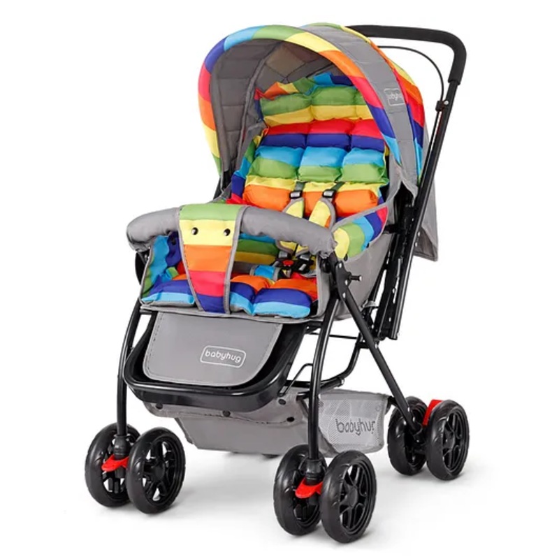 Babyhug Cosy Cosmo Stroller With Reversible Handle & Back Pocket – Vibgyor