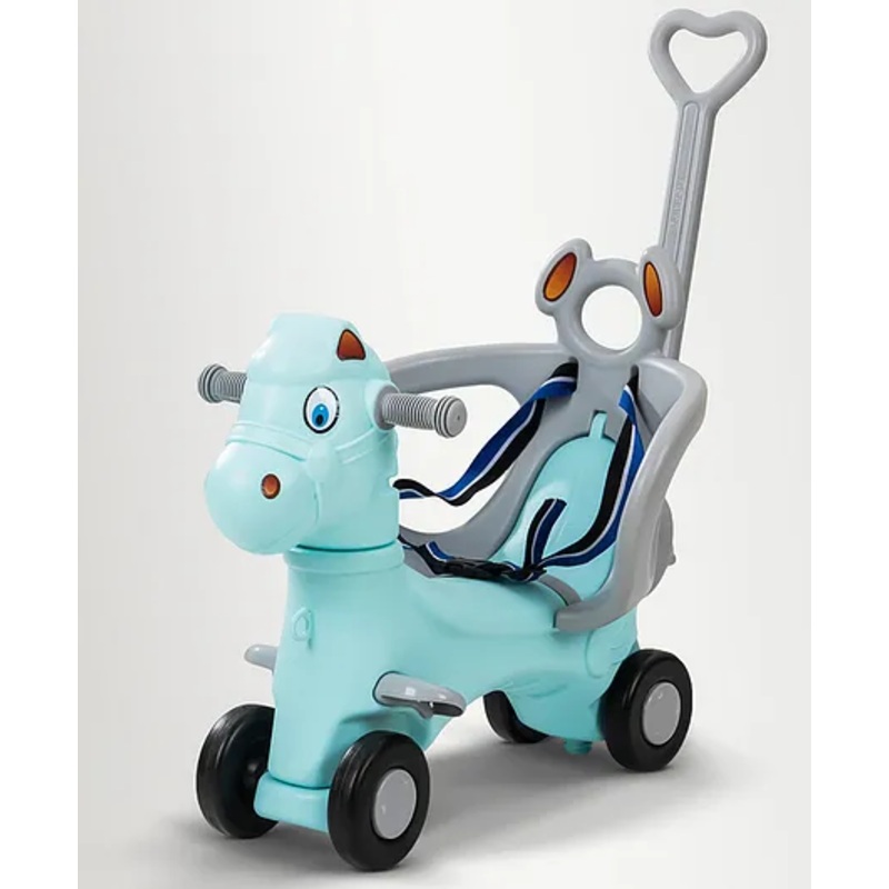 Baybee 2 in 1 Baby Horse Ride on for Kids Ride On Toy Manual Push Car for Babies with Push Handle & High Backrest – Green