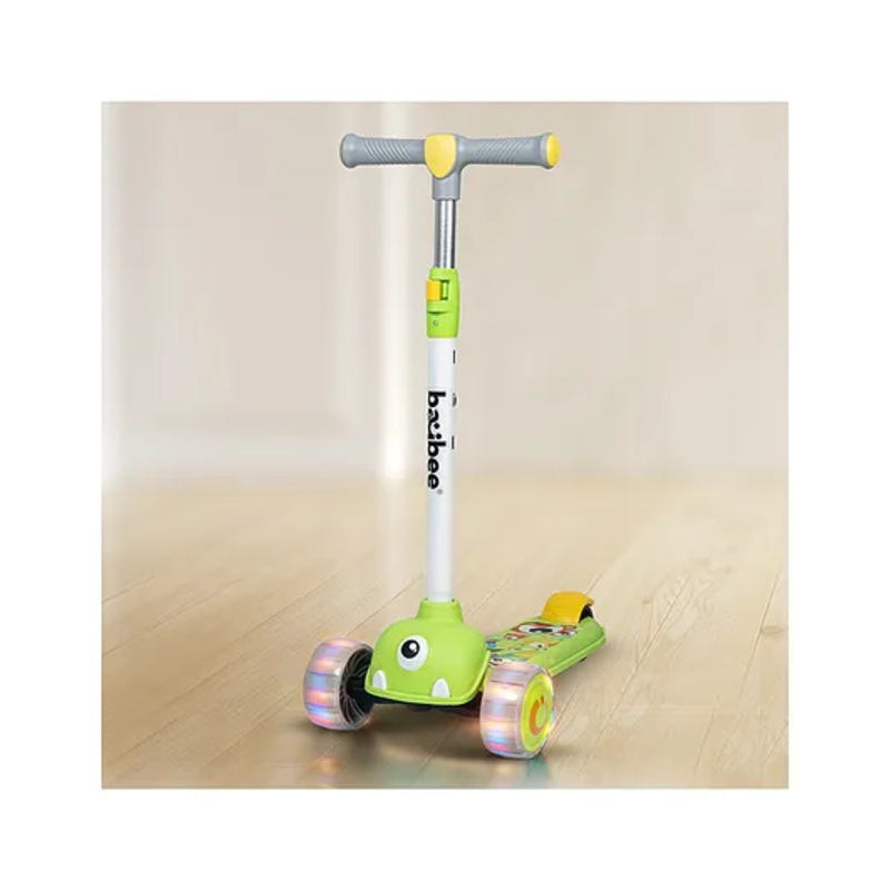 Baybee Maxi Skate Scooter for Kids 3 Wheel Kids Kick Scooter with Height Adjustable Handle Led PU Wheels & Rear Brake Runner Scooter for Kids – Green