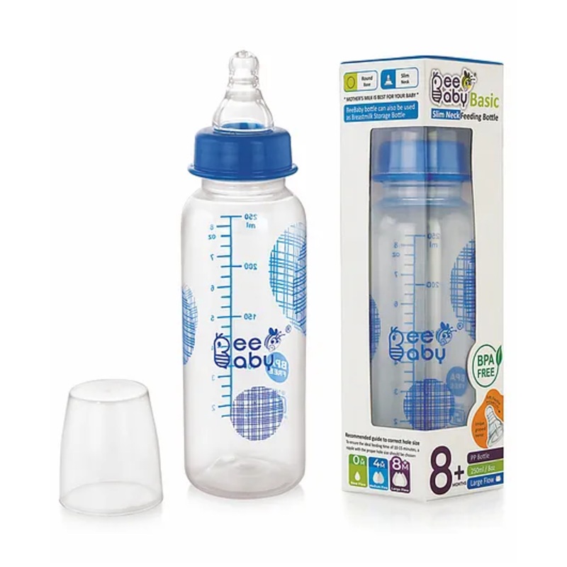 Beebaby Basic Slim Neck Anti Colic Feeding Bottle Blue – 250 ml