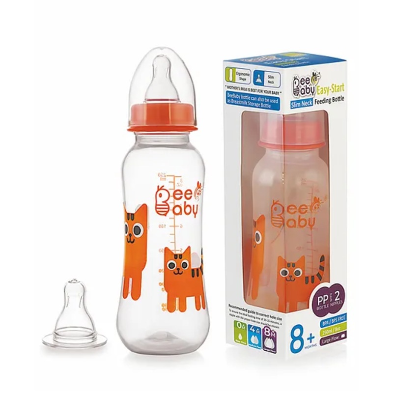 BeeBaby Easy Start Slim Neck Anti Colic Feeding Bottle Orange – 250 ml