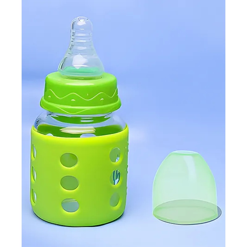 Cozy Vibes High Borosilicate Glass Feeding Bottle for Baby Feeder for Newborn Super Soft Flow Control & Anti Colic Nipple for Infants-Pack of 1– Color May Vary