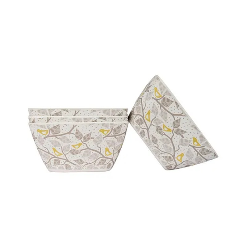 Earthism Eco Friendly Bamboo Fibre Pasta Salad Fruit Bowls Set of 4 Life- Beige Grey