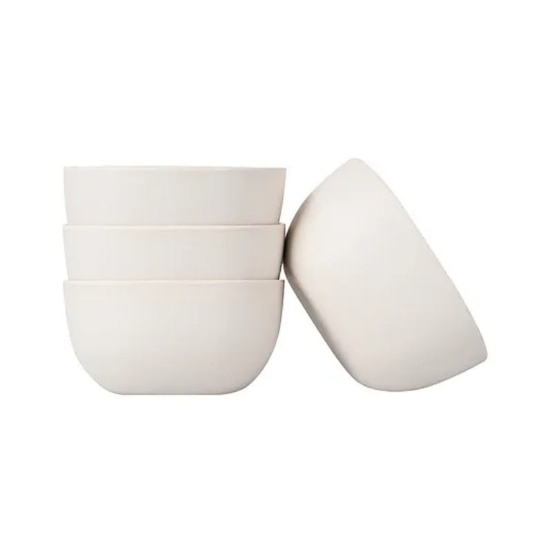 Earthism Eco Friendly Square Shaped Bamboo Fibre Curry Bowls Pack of 4 – Off White