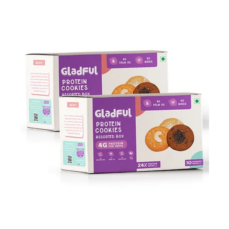 Gladful Assorted Protein Cookies Pack of 2 – 80 g Each