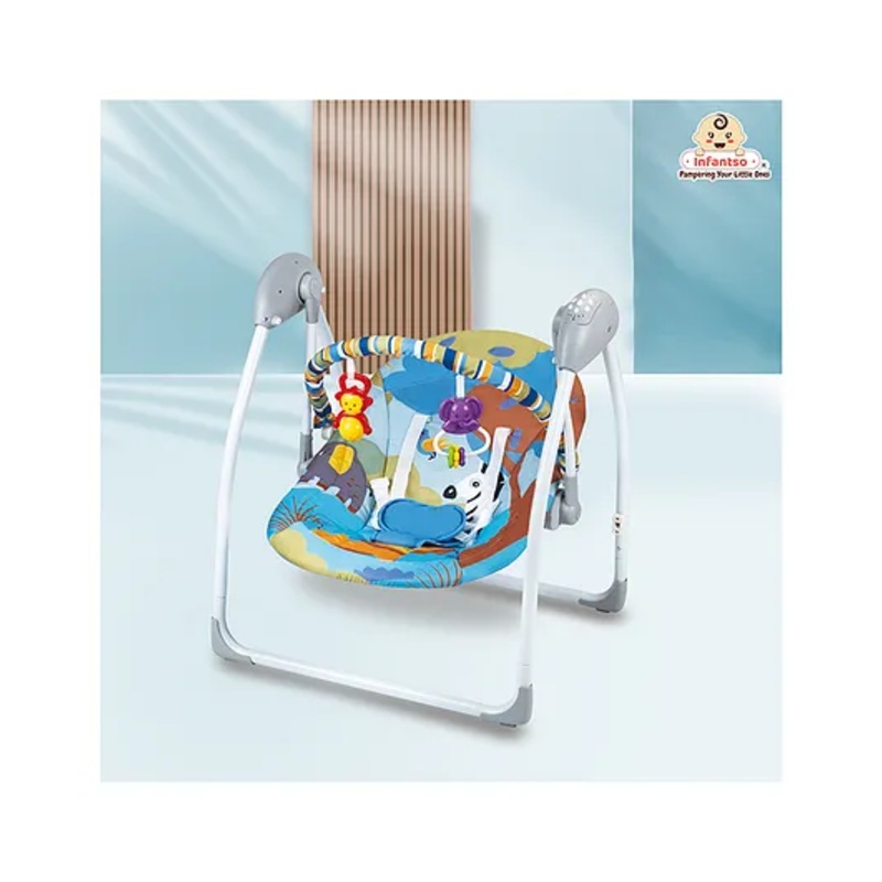 Infantso Automatic Baby Swing with Hanging Toys & Remote Control – Blue