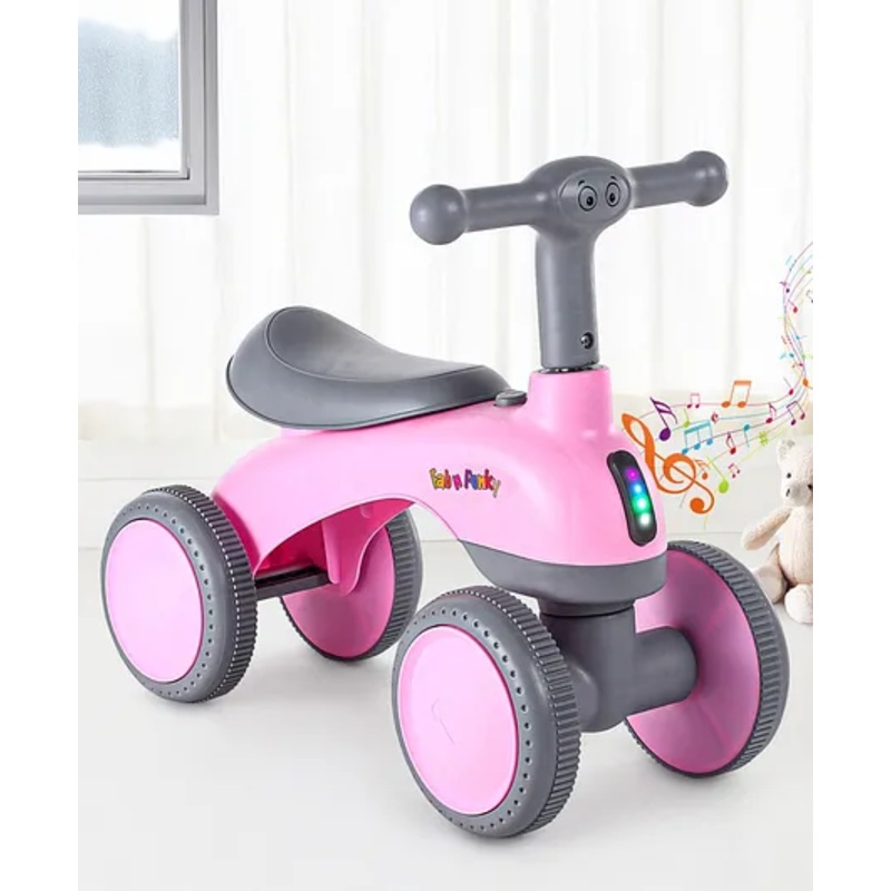 JoyBoot Zoomie Sturdy Balance Bike Toddler Ride on|Manual Push Bike|with LED Lights & Music – Pink & Grey