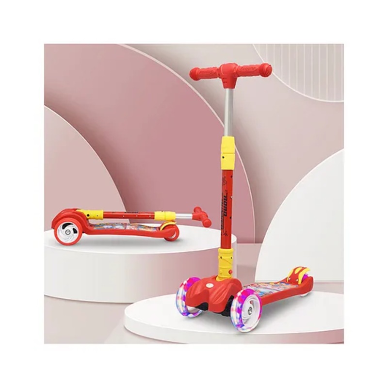 R for Rabbit Road Runner Scooter for Kids of 3+ Year Age, Kids Kick Scooter with 4 Level Height Adjustment, PU LED Wheels & Weight Capacity Upto 75 kg (Red)