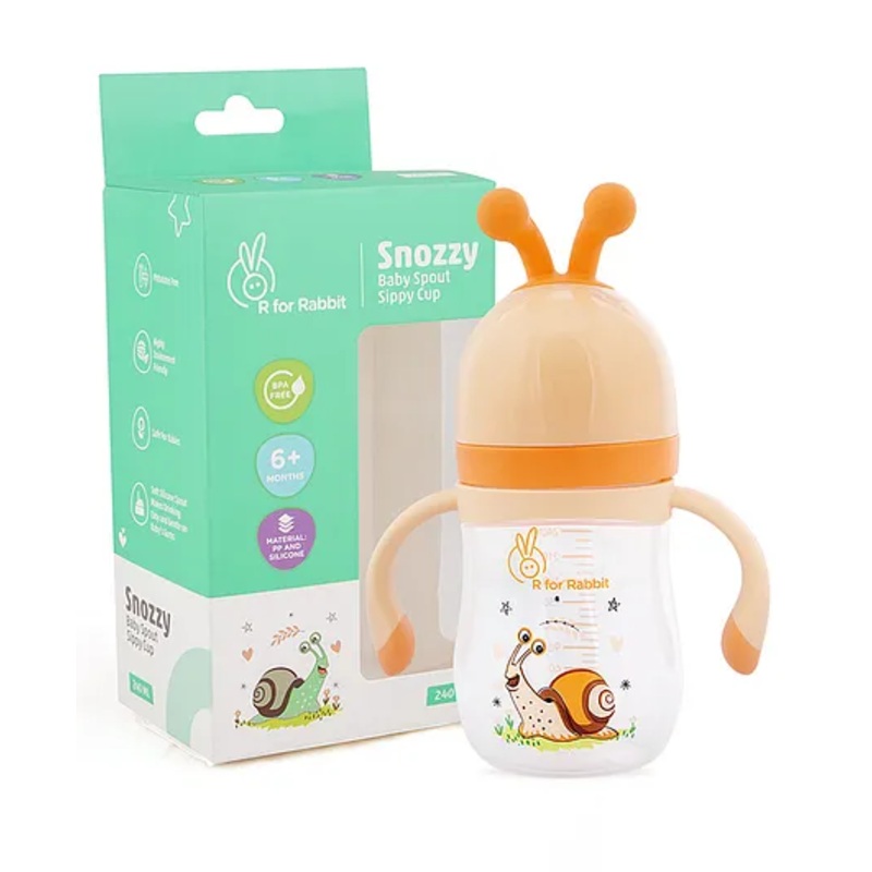 R for Rabbit Snozzy Baby Spout Sippy Cup 240 ML Bottle, PP Baby Spour Sipper, Soft Silicon Spout for Baby, Kids of 6 Months + ( Yellow)