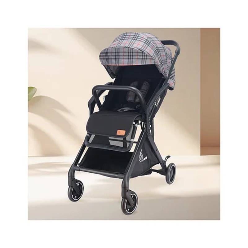 R for Rabbit Street Smart Aero Light Weight Newborn Baby Stroller|Aluminum Frame Pram With One Hand Collapsible Fold|Travel Friendly Stroller For 0-3 Years For Babies Grey Stripes|