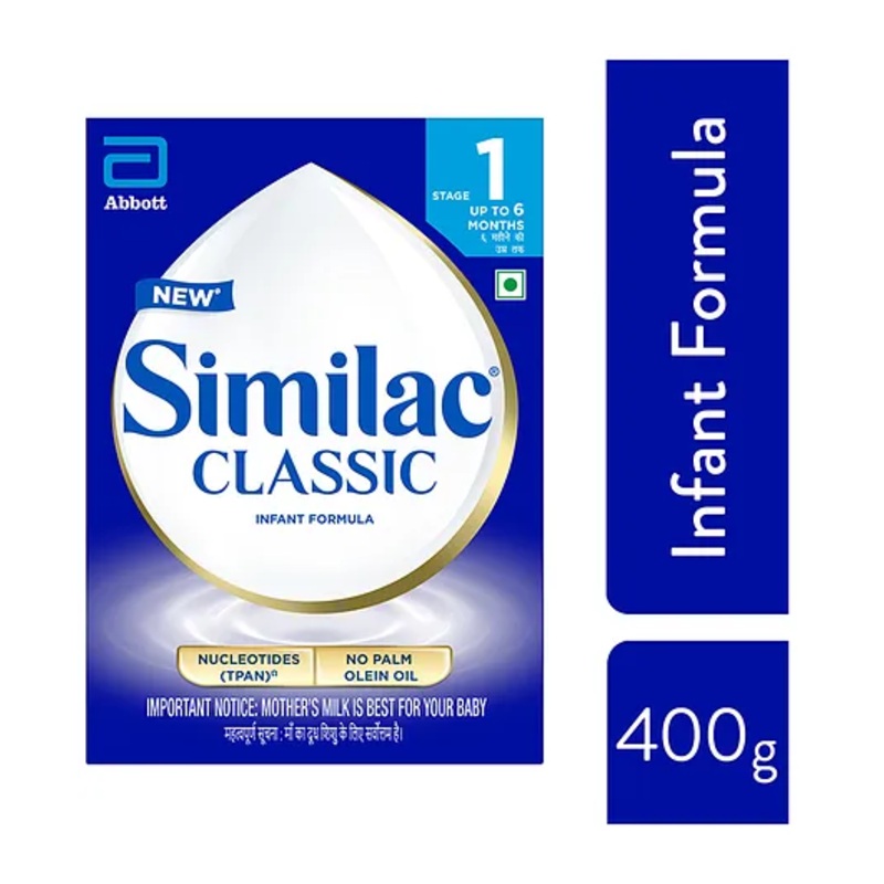 Similac Infant Formula Stage 1 for 0-6 Months – Easy Digestion & Calcium Absorption – Brain Development Nutrients, 400g