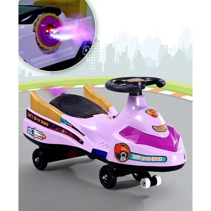 Space Kids Swing Car With Light Music & Cool Smoke – Purple