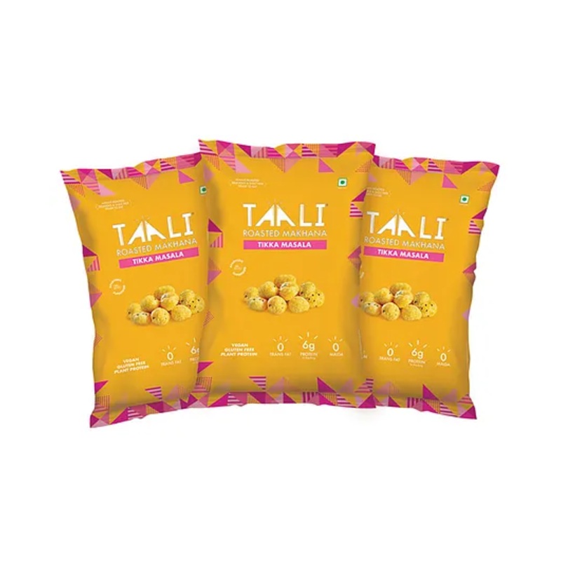 Taali Tikka Masala Makhana| Roasted-Not fried| Crunchy superfood Snack for Kids|60g Pack of 3