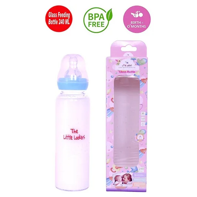 The Little Lookers High Borosilicate Glass Feeding Bottle Blue – 240 ml
