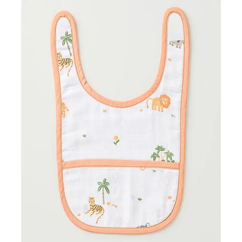 Aariro Organic Cotton Classic Muslin Bib Wild Safari – Brown