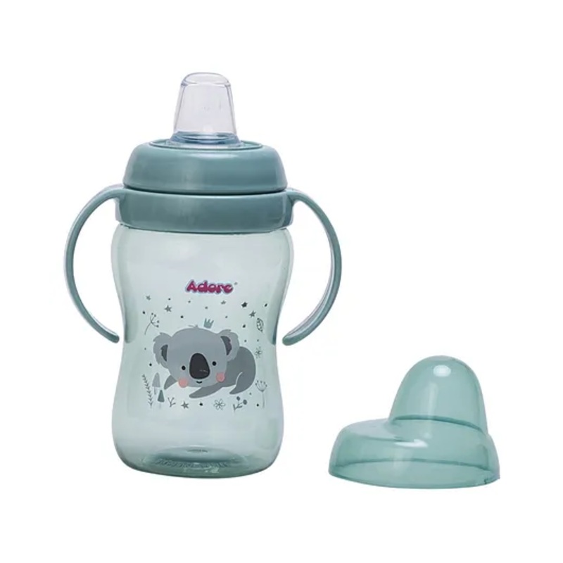 Adore ARRO Soft Spout Sipper with Dust Free Cap and Twin Handle 270ml- Green