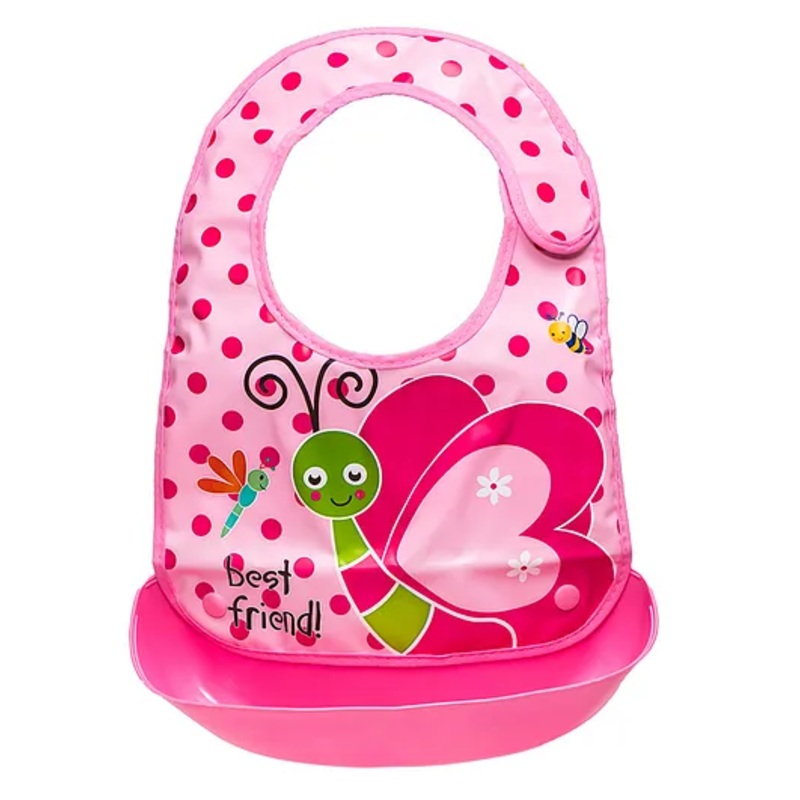 Adore XOXO Baby feeding bib with spill catcher – Pink