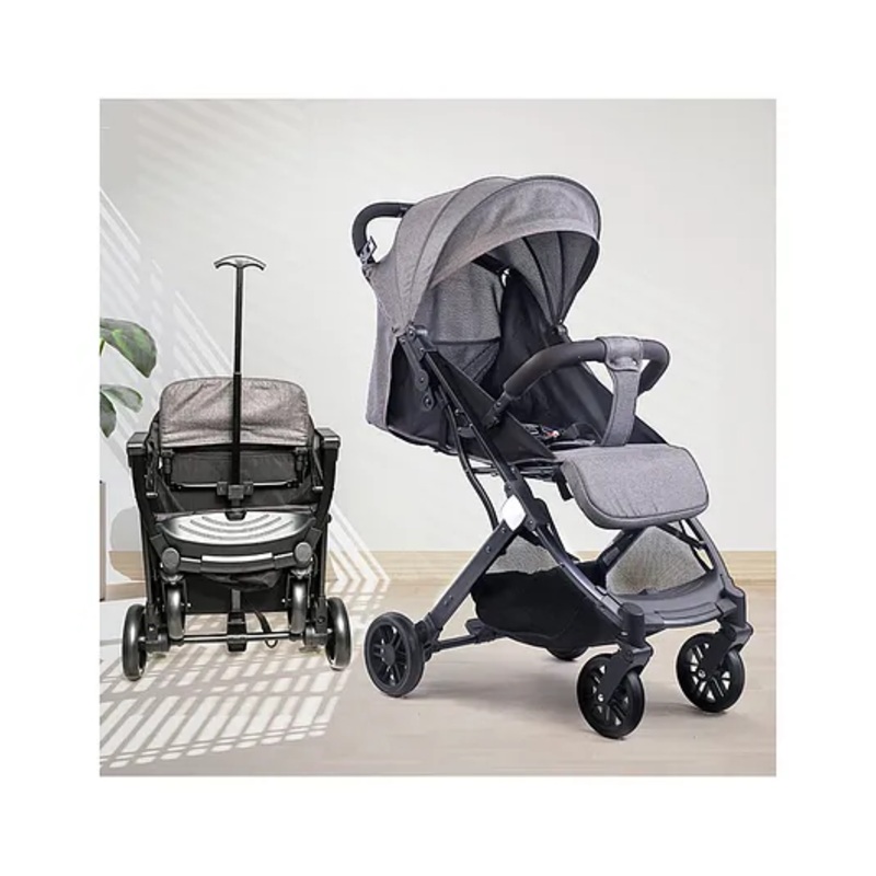 Angels & Mice Urban Glide, Trolley Pull, Self Standing, Newborn to 5 Years, 5pt. Safety Harness, Steel Frame, ABS Wheel 360 Swivel, Fits Airplane overhead bin-Grey