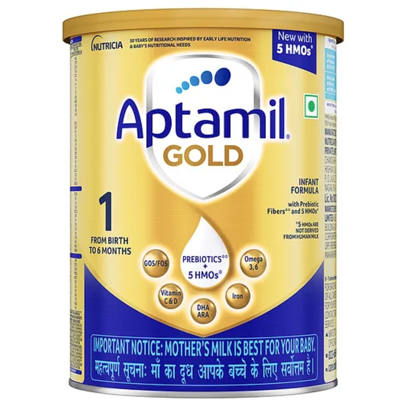 Aptamil Gold+ Stage 1 Prebiotic Infant Milk Formula 0-6M, DHA & Immune Support, 400g