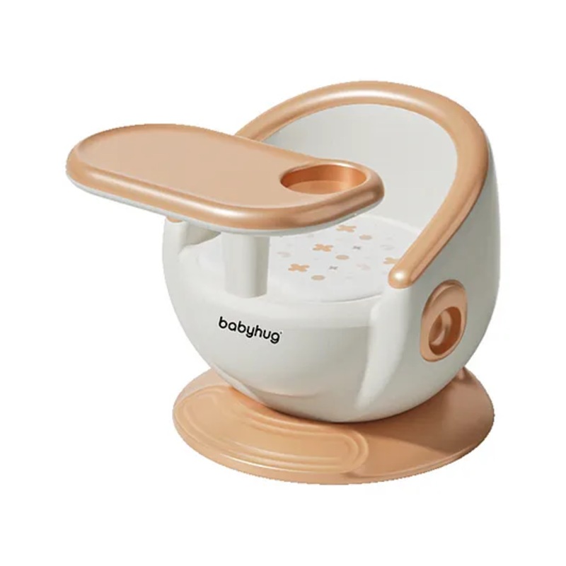 Babyhug 3-in-1 Convertible Baby Booster Chair with Feeding Tray – White Orange| Safety Harness| Removable Feeding Tray| Soft Cushion Seat| Feeding Chair| Toddler Seat