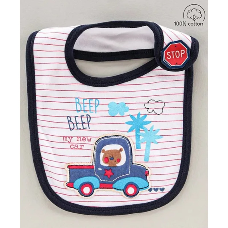 Babyhug Bib Velcro Closure Car Patch – Multicolor