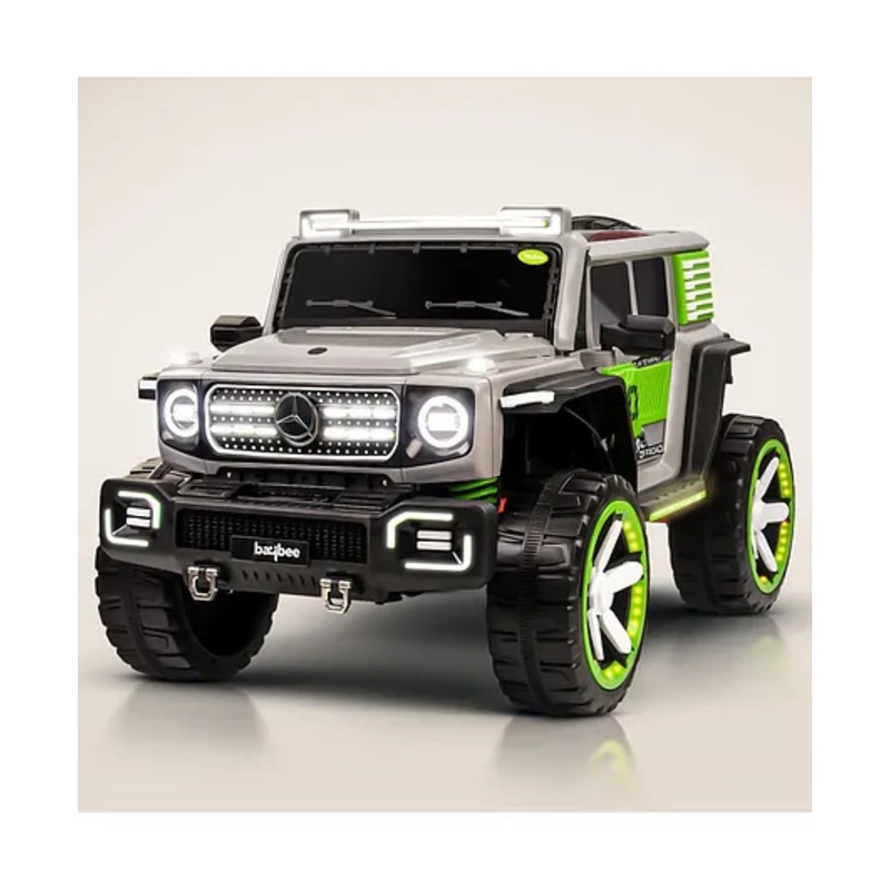 Baybee Mertez 4 x 4 Battery Operated Jeep for Kids, Electric Ride on Toy Kids Car with Leather Seat, Bluetooth, USB, Light & Music | Electric Jeep for Kids (Ash)