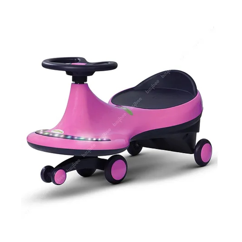 Baybee Trix Go Kids Ride on Magic Swing Cars for Kids Baby car with Flashing LED Lights Music & PP Wheels – Pink