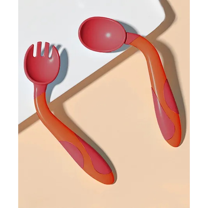 Bembika 360 Degree Bendable Baby Self Feeding Spoons with BPA Free material Gum Friendly Spoon For Baby Feeding Baby Self Feeding Spoon-Saint Ni Red