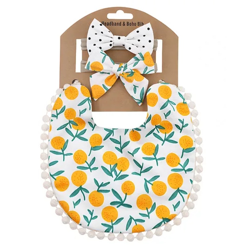 Bembika Baby Feeding Essential Baby Feeding Bib And Bow Floral-Yellow