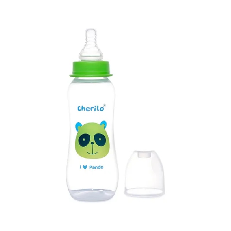 Cherilo Anti Colic Baby Feeding Bottle Baby Panda Style Clear Green – 250 ml