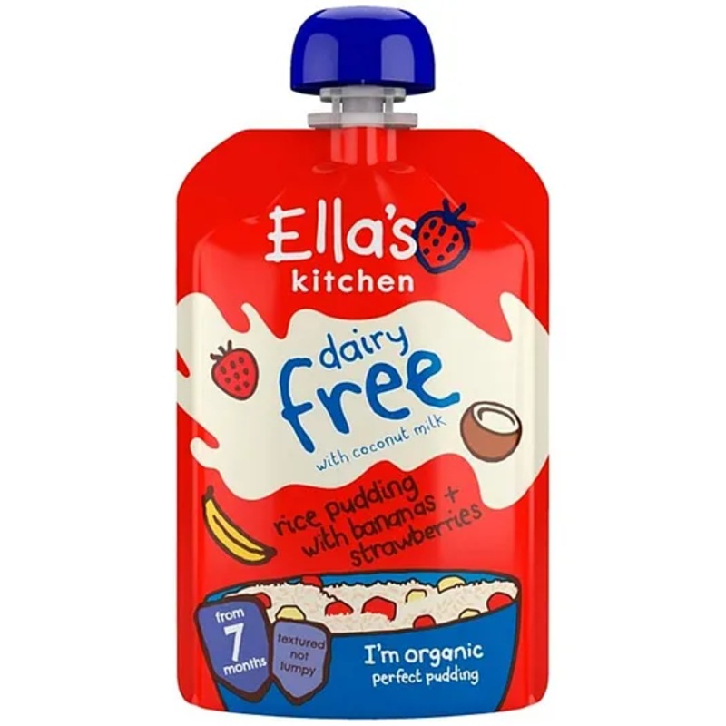 Ella’s Kitchen Organic Baby Food Pouch, Dairy Free Rice Pudding with Bananas and Strawberries (7m+) – 80g