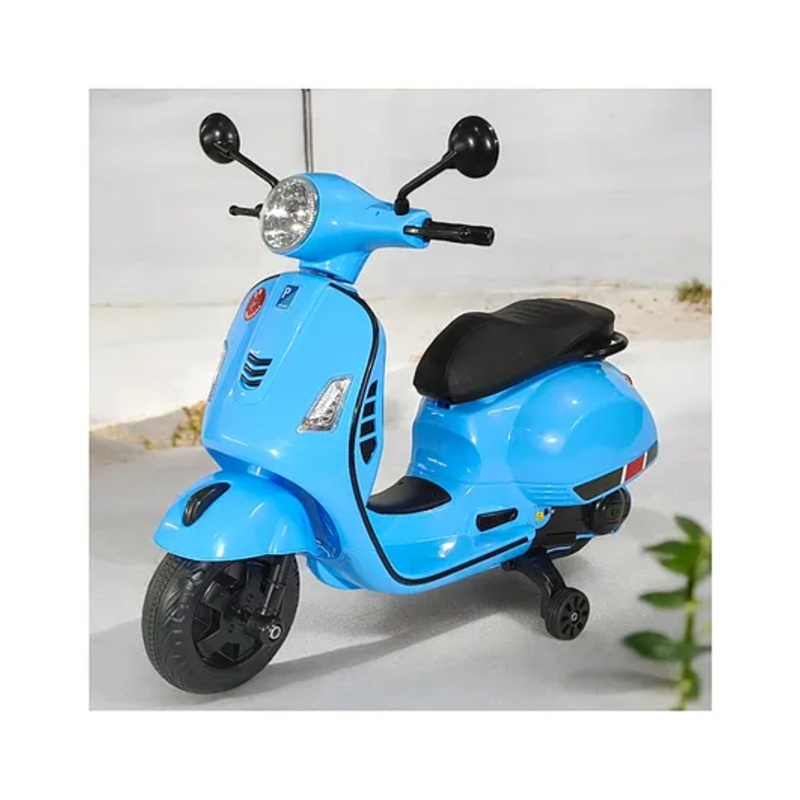 JN CREATIONS 12V Vespa Rechargeable Battery Operated Ride-On Scooter For Kids With Self Driven – BLUE