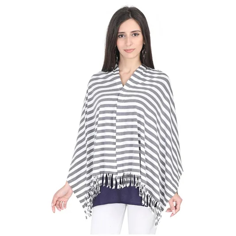 Lulamom Multi Purpose Breast Feeding Nursing Shawl Stripes – Grey