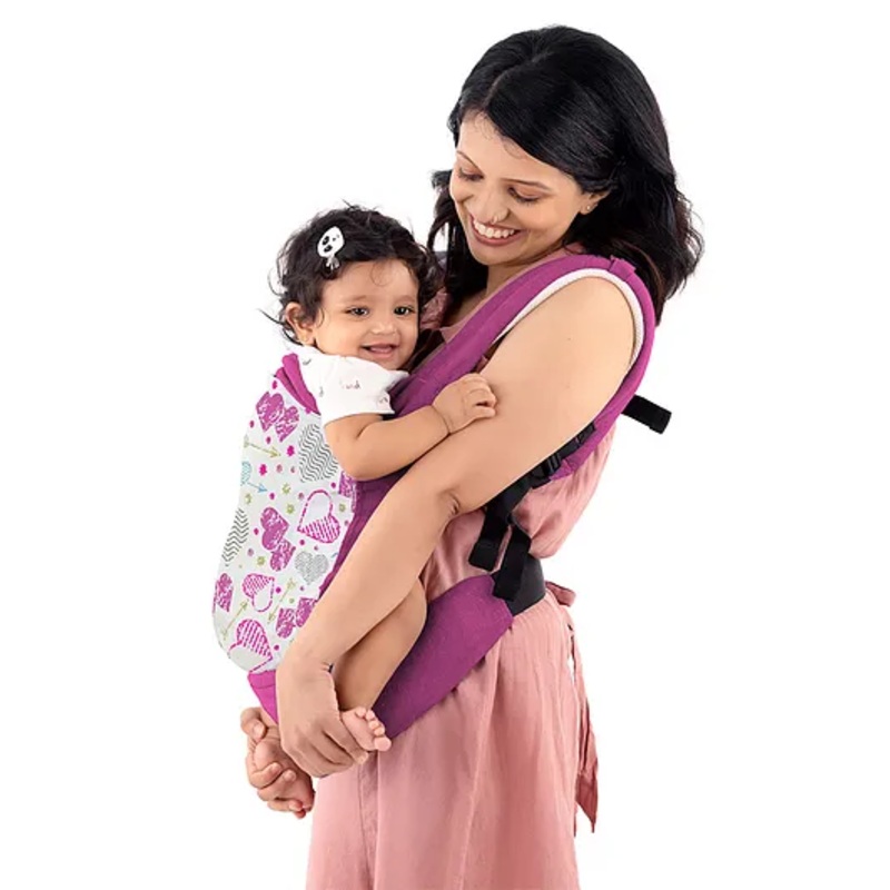 LuvLap Adore Baby Carrier with 2 Carry Positions, Skin-Friendly Premium Fabric, Adjustable from Newborn to Toddler, Max Weight 18 Kgs, Pink