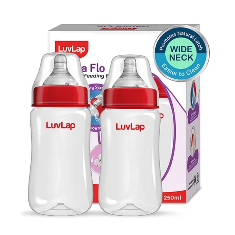 LuvLap Natura Flo Wide Neck Baby Feeding Bottles Pack of 2 – 250 ml Each