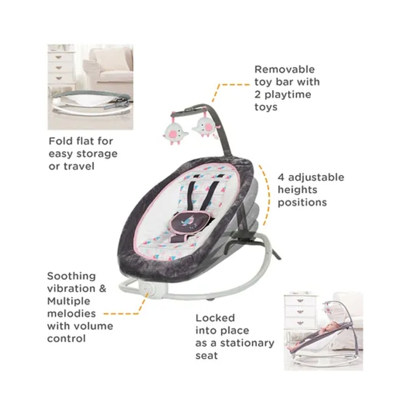 Mastela Fold Up Rocker with Toys – Grey