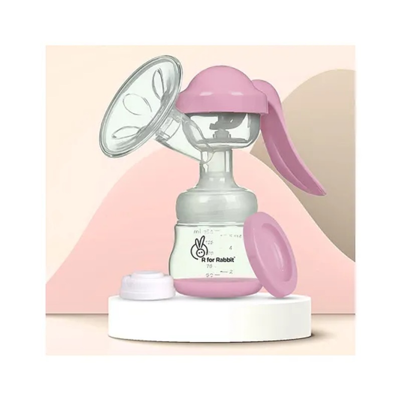 R for Rabbit First Feed Cozy Manual Breast Pump for Mothers with 2 Level Suction Adjustment, Soft and Gentle Silica Pad, Anti-Back Flow Compact Design,(Pink)