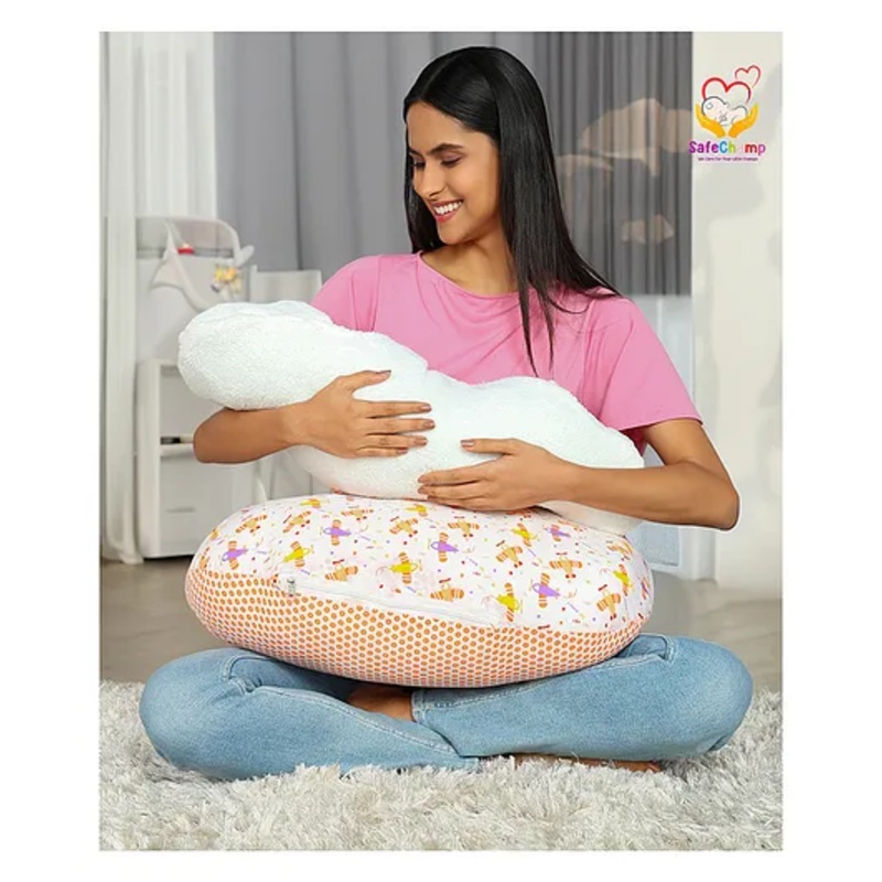 SafeChamp Lite Air Multipurpose Baby Feeding Pillow Nursing Cum Maternity Pillow – Orange