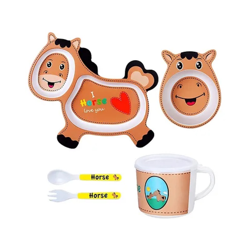 Sanjary Bamboo Tableware Horse Shape Pack Of 5 – Brown