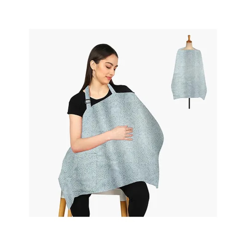 Zikku Easy Feed Cotton Nursing Cover Stylish Comfort for Breastfeeding Moms With Mobile Pocket-Grey