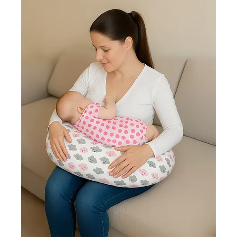 ZOE Cloud Print Feeding Pillow – Pink