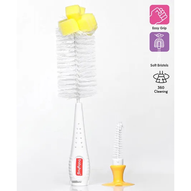 Babyhug 2 In 1 Bottle & Nipple Cleaning Brush – Yellow